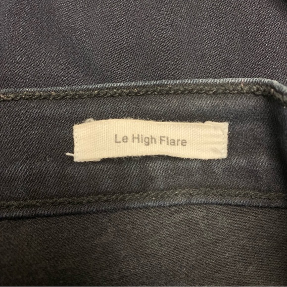 Frame Denim Le High‎ Flare Roxy Raw Hem Size 26 Cropped Dark Wash Blue Stretch - Picture 10 of 11